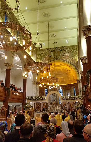 Patriarchal service at the Moscow Patriarchate cathedral in London.