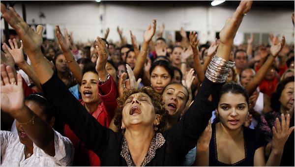 Photo of a pentecostal or charismatic service